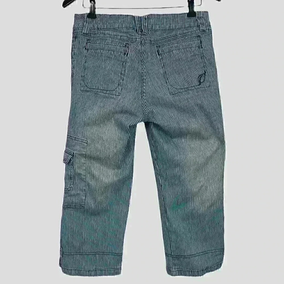 COTTON‎ GINNY ladies jean capri size 9 - blue and white striped - Picture 2 of 13